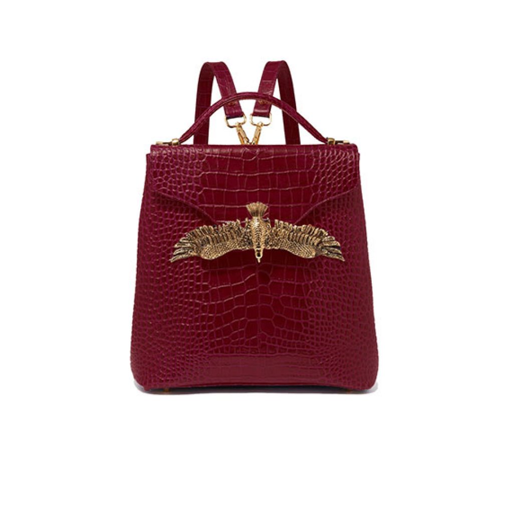 Eagle BackPack Burgundy Croco (Gold Plated Accessories) - Moni & J - High quality luxury fashion brand