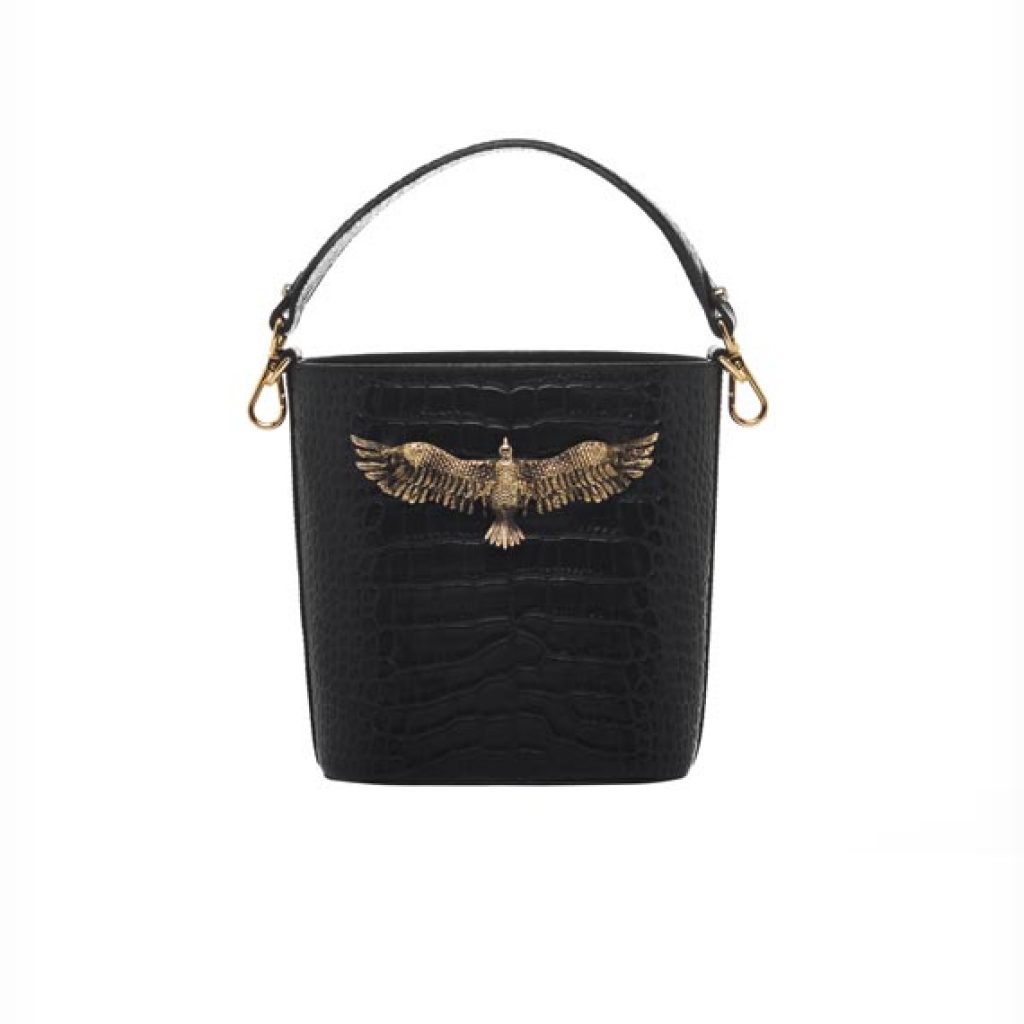 Eagle Bucket Black (Croco Print) - Moni & J - High quality luxury fashion brand