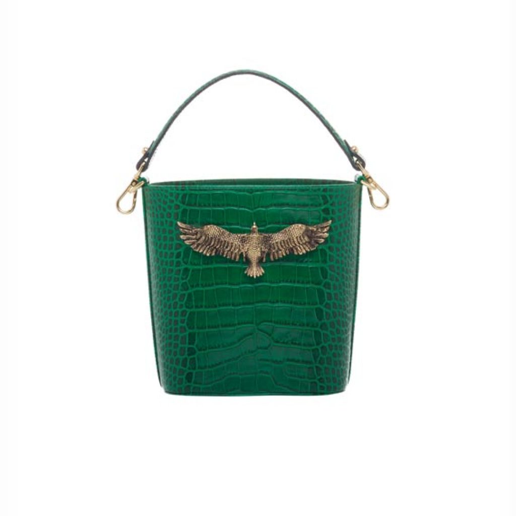 Eagle Bucket Green (Croco Print) - Moni & J - High quality luxury fashion brand