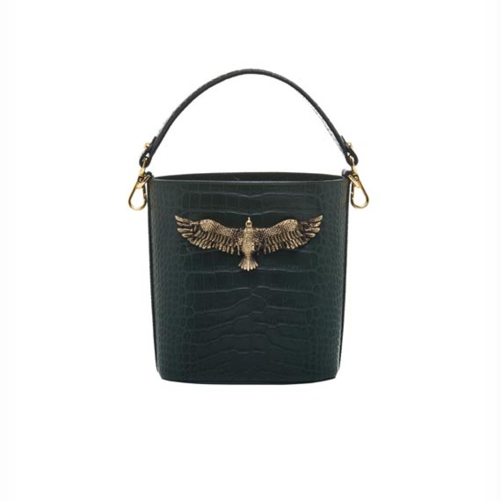 Eagle Bucket Olive Green (Croco Print) - Moni & J - High quality luxury fashion brand