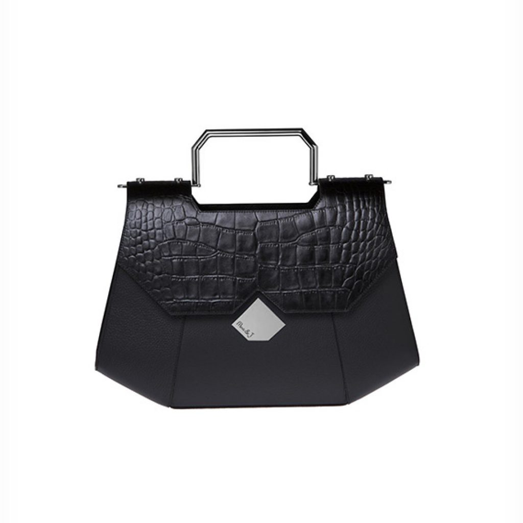 New Grip Bag Black Croco (Silver Accessories) - Moni & J - High quality luxury fashion brand