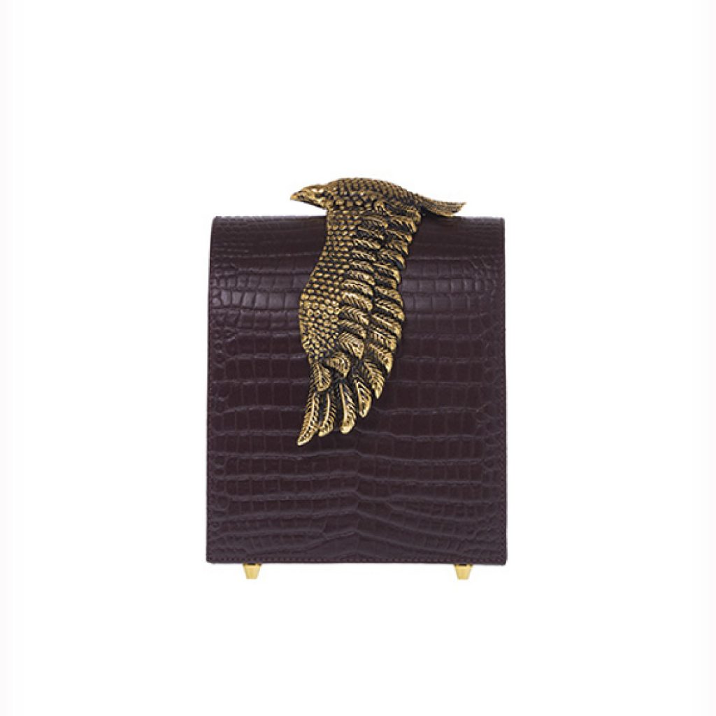 The M Clutch Croco Matte Burgundy (Gold Plated Accessories) - Moni & J - High quality luxury fashion brand