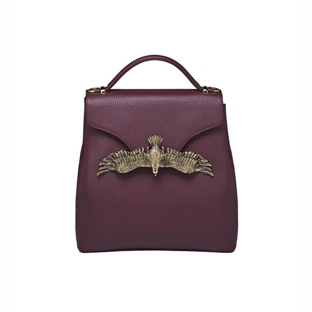 Eagle BackPack Burgundy (Scotch Print - Gold Plated Acc) - Moni & J - High quality luxury fashion brand