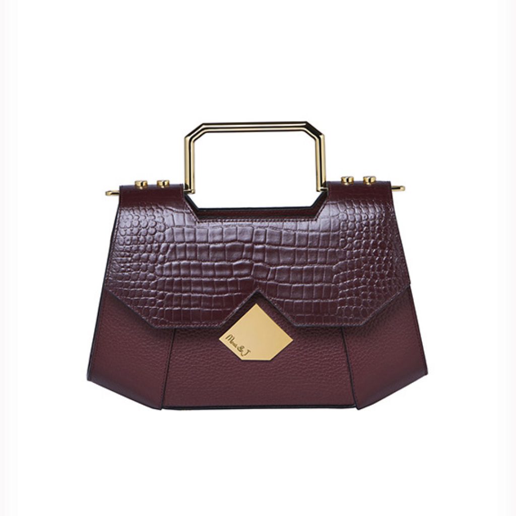 New Baby Grip Burgundy Bag (Croco Print) Gold plated - Moni & J - High quality luxury fashion brand