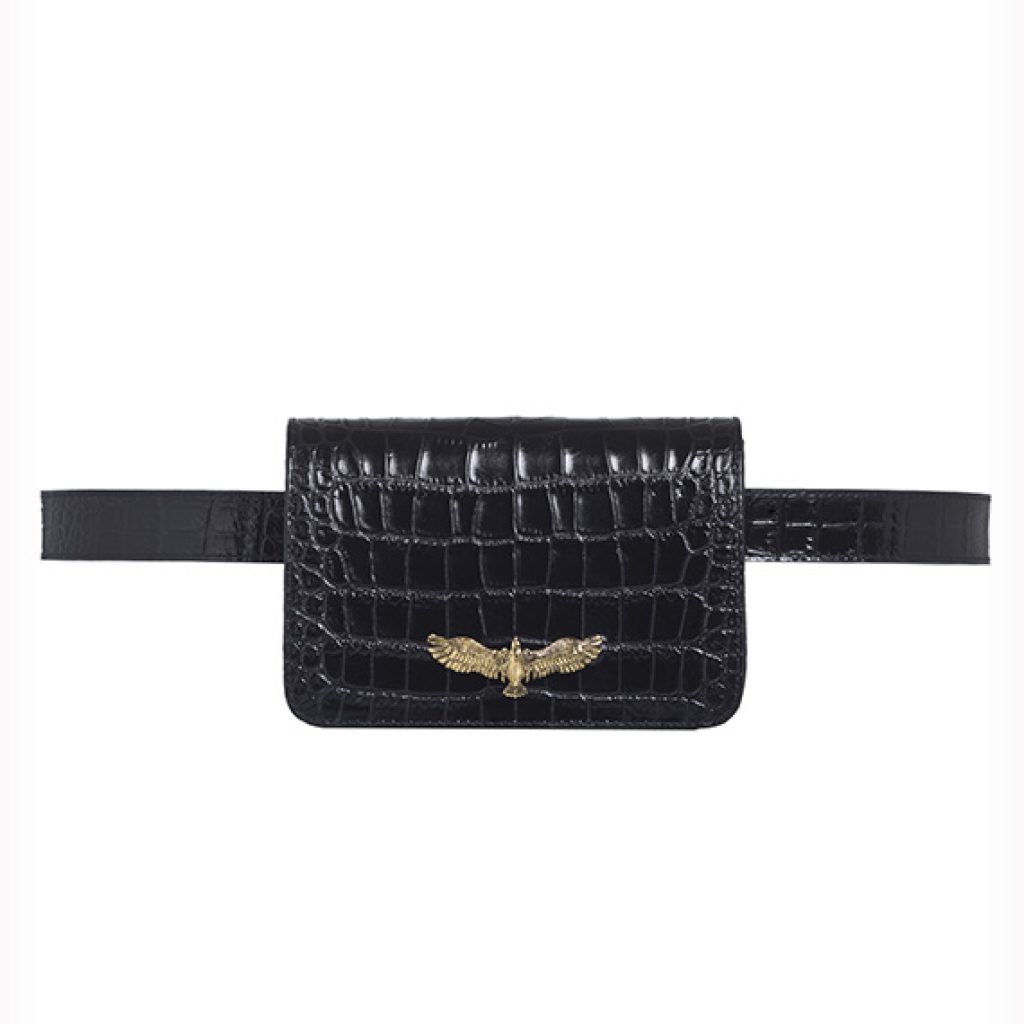 Baby Joelle Black Bag (Croco Print) - Moni & J - High quality luxury fashion brand