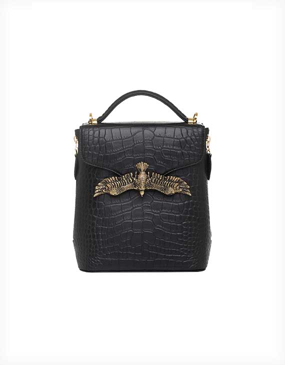 Baby Eagle BackPack Black (Croco Print) - Moni & J - High quality luxury fashion brand