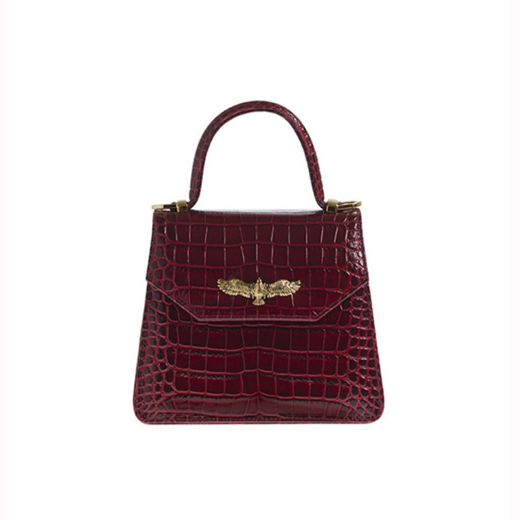 Small Ciel Bag Glossy Burgundy (Croco Print) - Moni & J - High quality luxury fashion brand