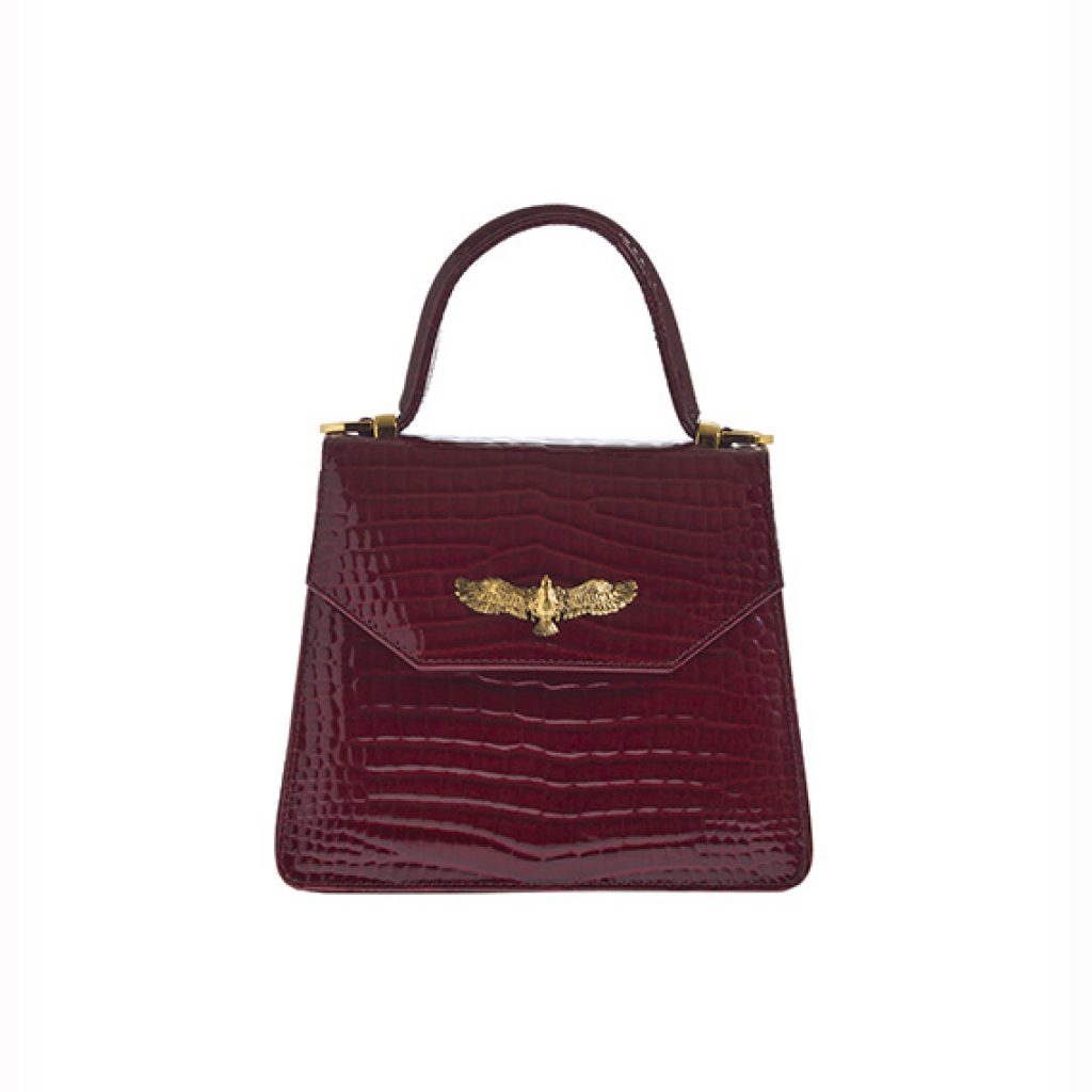 Small Ciel Bag Shiny Burgundy (Croco Print) - Moni & J - High quality luxury fashion brand