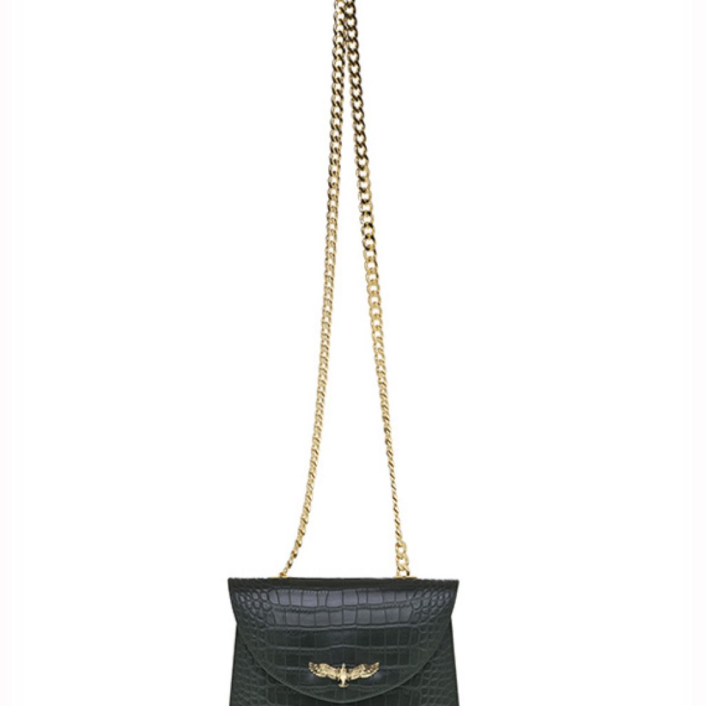 Eagle Marshal Black Bag (Croco Print) - Moni & J - High quality luxury fashion brand