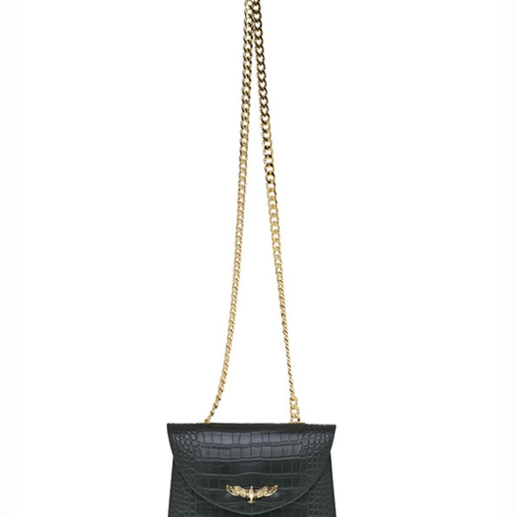 Eagle Marshal Black Bag (Croco Print) - Moni & J - High quality luxury fashion brand